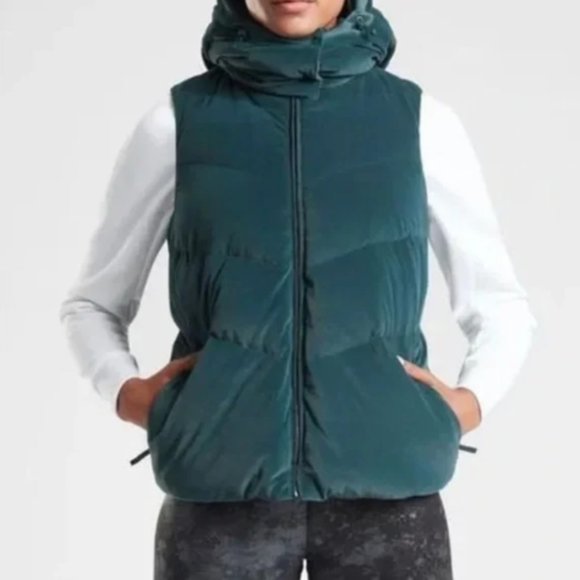 Athleta Lofty Velvet Down Vest with Hood  Size XXS (XS) NWOT - Picture 4 of 8